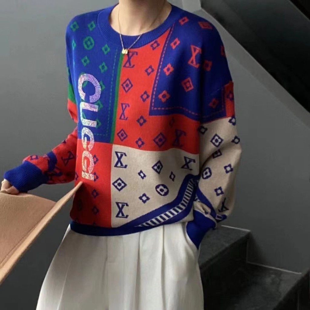 2024 ผู้หญิงสไตล์ใหม่ฤดูใบไม้ร่วงฤดูหนาวรอบคอ จุดต่ําสุด เสื้อเสื้อกันหนาวผู้หญิงแขนยาวทุกการแข่งขันแฟชั่นด้านบน [คลังสินค้าพร้อม]