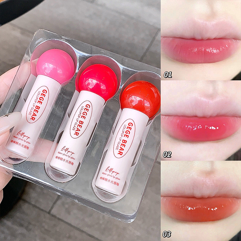 Best Quality#Gegebear Lollipop Water Light Lip Lacquer Combination Moisturizing Mirror Lip Lacquer L