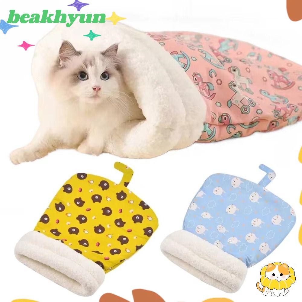 Beakhyun ถุงนอนแมว เตียงแมวรังแมวน่ารักนุ่มสบาย ของขวัญอุ่น 2.5-7 กก. สําหรับแมว บ้านสัตว์เลี้ยงแบบปิด