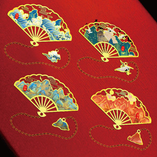 ที่คั่นหนังสือโลหะรูปพัดลมสไตล์จีนพร้อมจี้นักเรียนมินิที่ใส่…