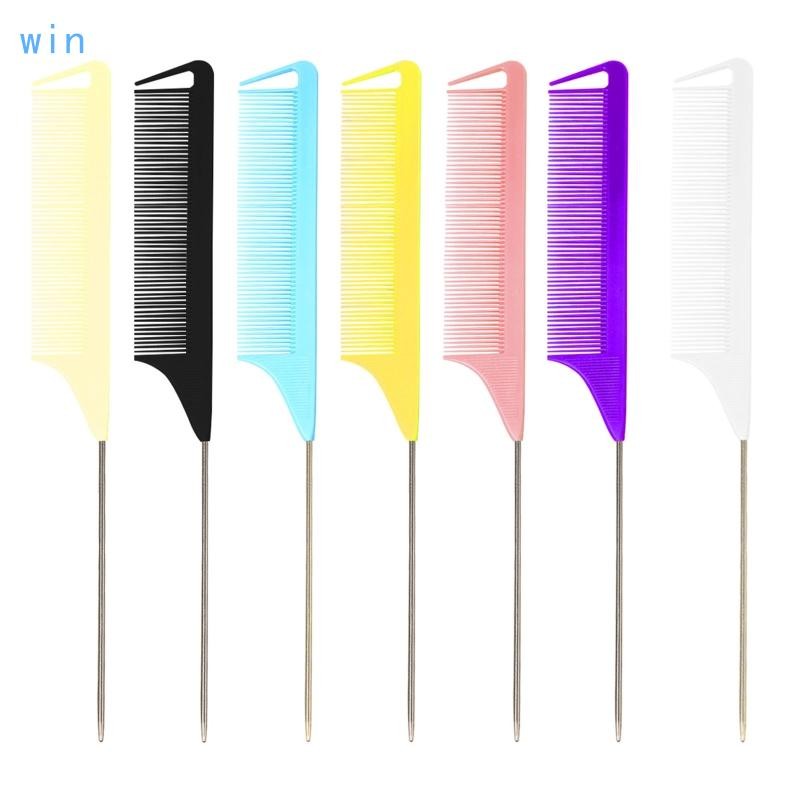 Win Fine-ฟันหวีโลหะ Pin Anti-static ผมสไตล์ Rat Tail หวีผม Edge Trimmer จัดแต่งทรงผม Professional Hairdressing