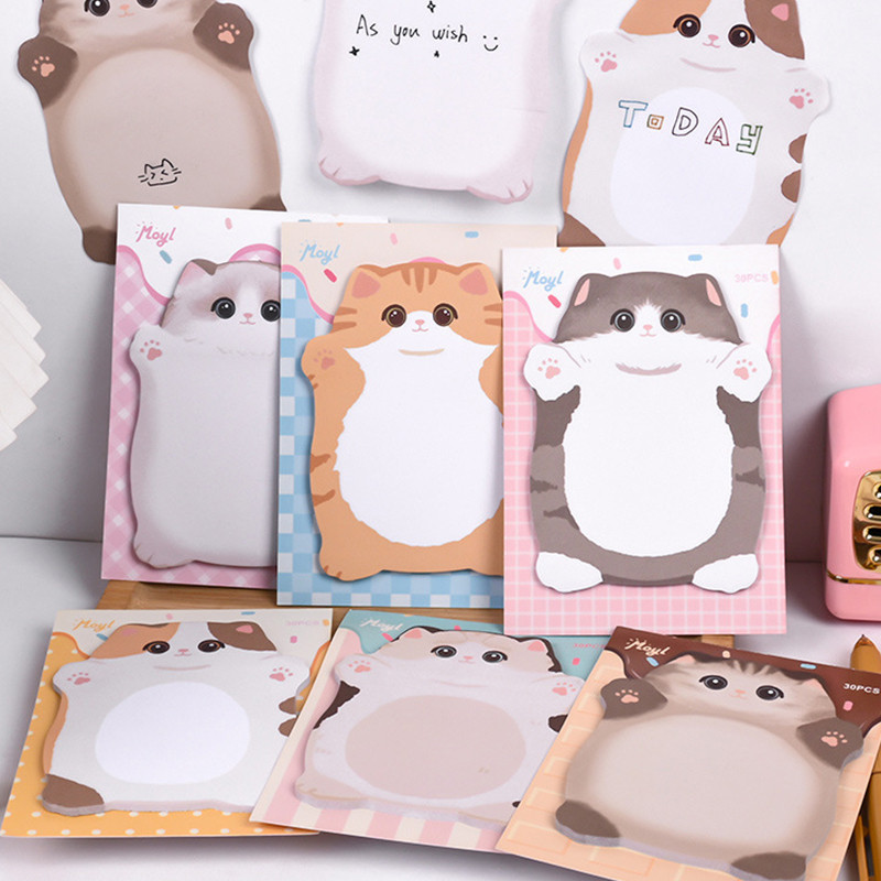 30 แผ่นน่ารัก Babay Cat Series Note Paper Memo Pad School Student Portable Sticky Notes