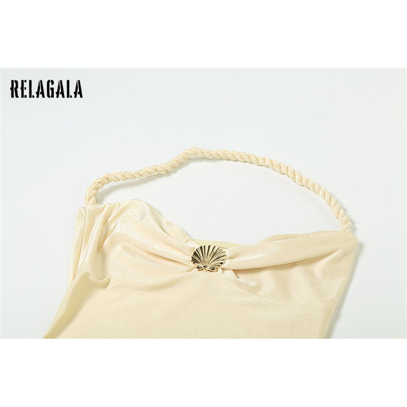 RELAGALA ชุดสตรี แฟชั่นใหม่ สีทึบ เซ็กซี่ พร้อมเชือกแขวนคอ — صورة 8