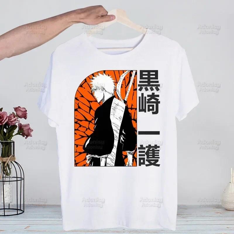 Bleach Kurosaki Ichigo Manga Anime Harajuku T-shirts Musim Panas Lelaki Hip Hop