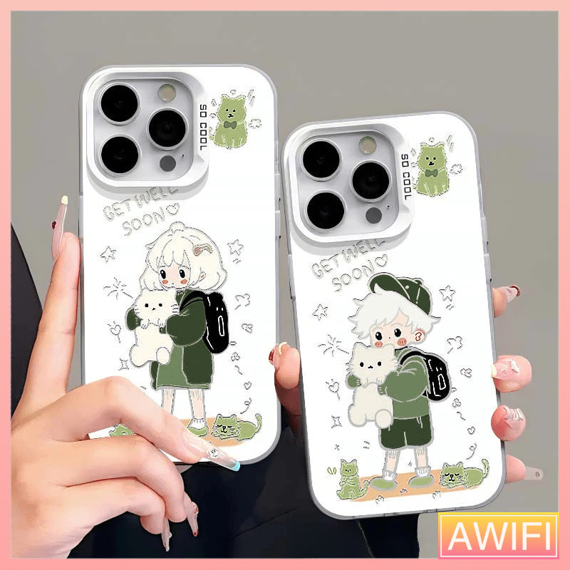 คู่รักการ์ตูนน่ารักเด็กผู้ชายโทรศัพท์นิ่ม เคส เคสไอโฟน IPhone 13 16 15 11 14 12Pro Max 7Plus 15 16 8 14 Plus XR X XS Max