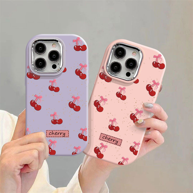 Dotted Red Cherry Case สําหรับ VIVO Y17 Y15 S1 Y7S V17 V20 Pro S7 V23 S12 Y03 Y03T Y18 Y18i Y28S Y15