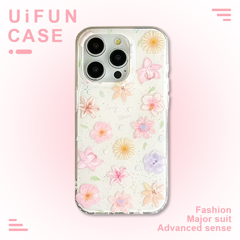 INS ดอกไม้สีสันสดใสโทรศัพท์มือถือสําหรับ iPhone 16 15 14 13 Pro Max 15Promax 16Pro พร้อมโซ่หลุมใหญ่สกปรกทน Hard IMD ฝาหลัง ราคา ถูกที่สุด ดีลบีเคเค