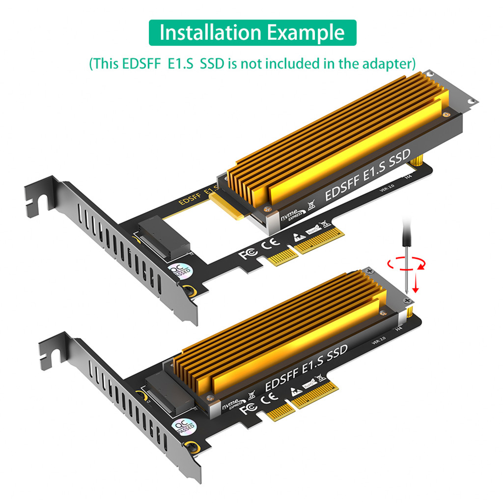 PCI-E 4.0 4X ถึง NVMe ไม้บรรทัด 1U GEN-Z EDSFF 9.5 มม. 15 มม. 25 มม. ความหนาสั้น SSD E1.S พร้อมฮีทซิ
