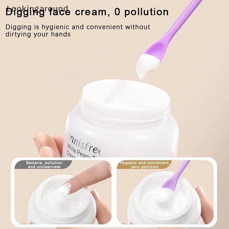 [LO] 2 In 1 ซิลิโคน Scoop Scraper ชุดเครื่องสําอาง Liquid Foundation Face ครีมช้อนขูด Face Mini Double-Headed Skin Care เครื่องมือ TH