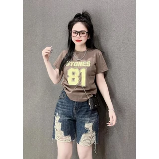 เสื้อยืดแขนสั้นผู้หญิงพิมพ์ลาย ยอดนิยมในสไตล์สตรีท แฟชั่นกีฬา