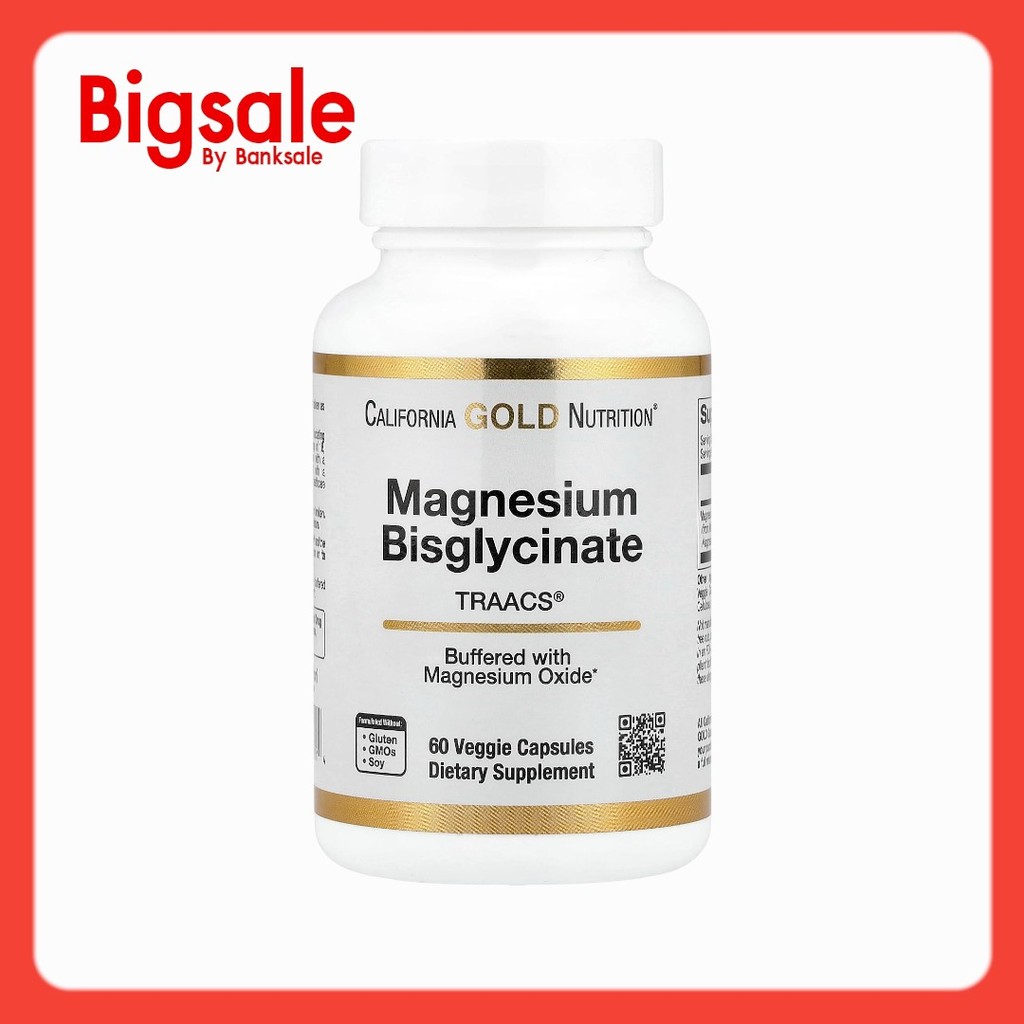 California Gold Nutrition Magnesium Bisglycinate Formulated with TRAACS® 200 mg, 60 Veggie Capsules (100 mg per Capsule)