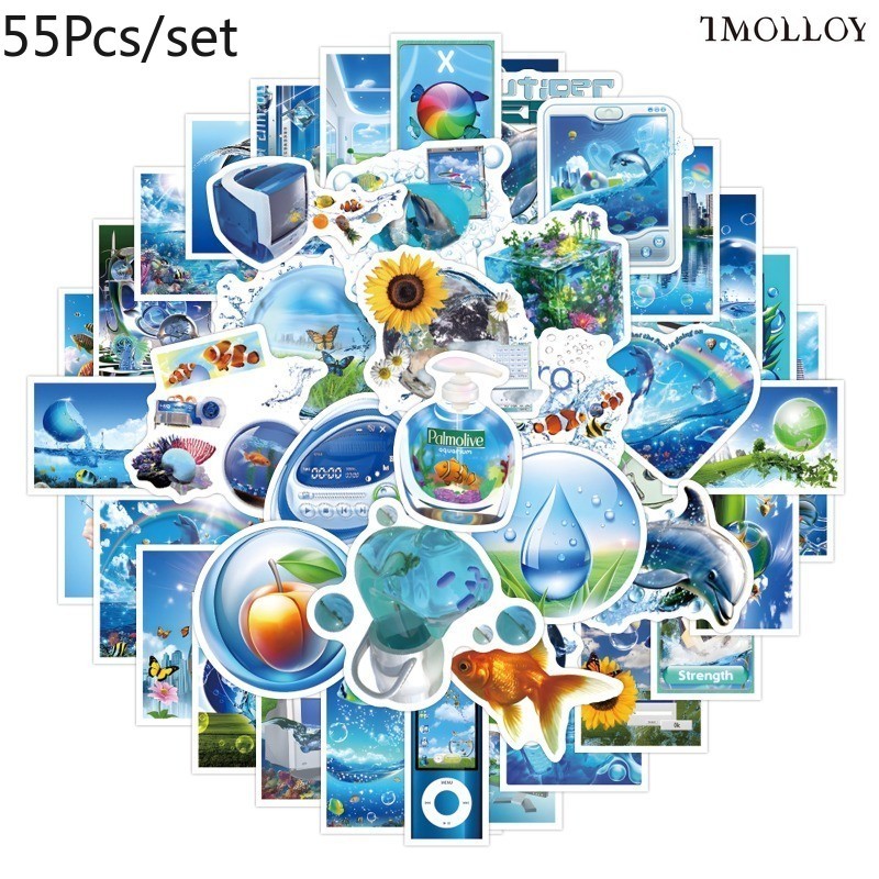 [T] Frutiger Aero สติ๊กเกอร์ 55 ชิ้น/เซ็ตสติ๊กเกอร์กันน้ํารูปลอกสําหรับของเล่น