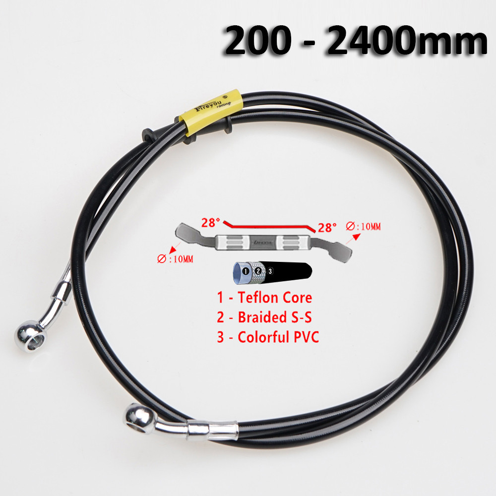 200 มม.-2400 มม.สายเบรคไฮดรอลิก DOT สาย 10 มม. Banjo สําหรับ Yamaha ท่อ Line สายถักน้ํามัน 340 2300