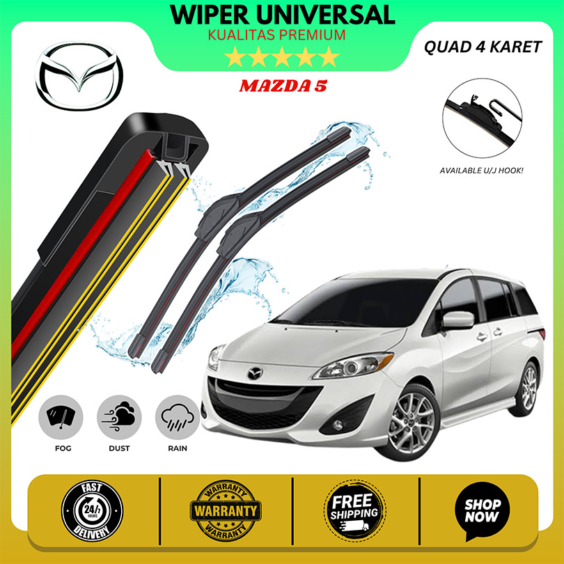Quad Mazda 5 Premium Car Wiper หนึ่งคู่ซ้ายขวา