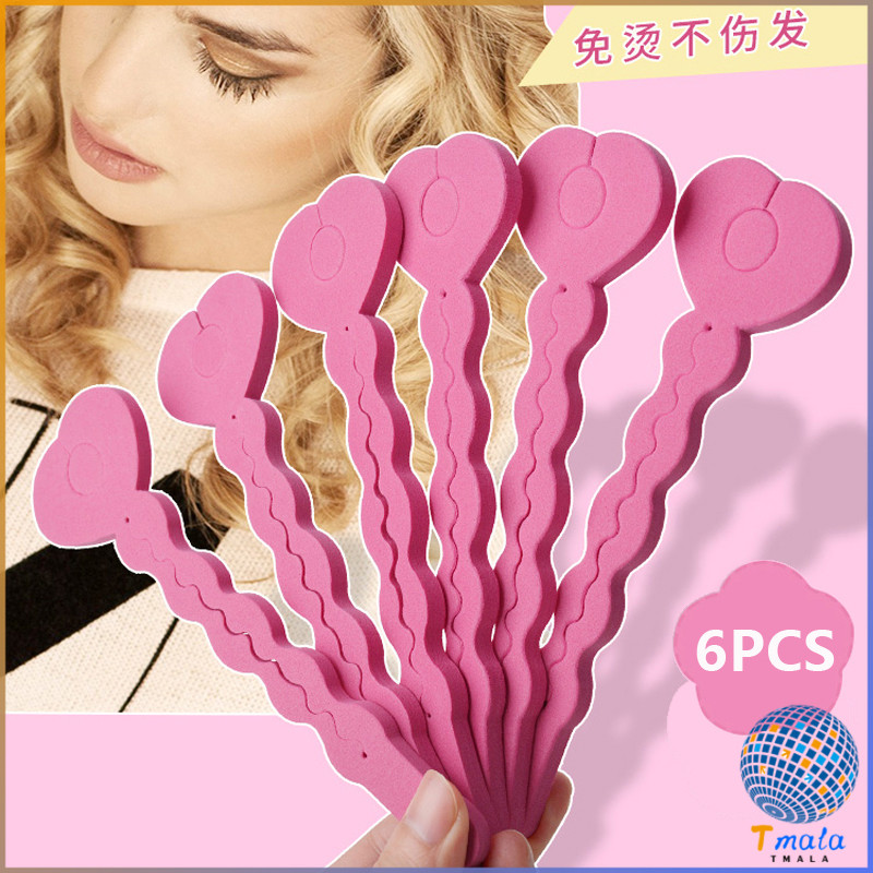 Tmala ฟองน้ำม้วนผมลอน แพ็ค 6 ชิ้น ที่ม้วนผม ทรงผมหยิก DIY hair roller sponge