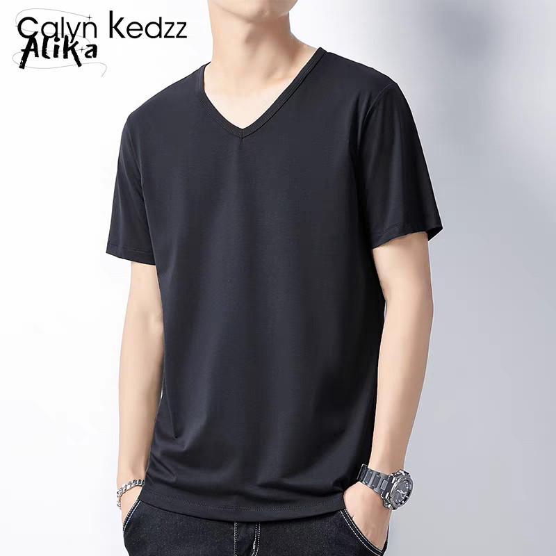 เสื้อยืดแขนสั้นผู้ชาย คอดีวายน้ำหนักเบาทรงทรงสเลetskifit ระบายอากาศดี เหมาะสำหรับกีฬาและสวมใส่ทุกวัน