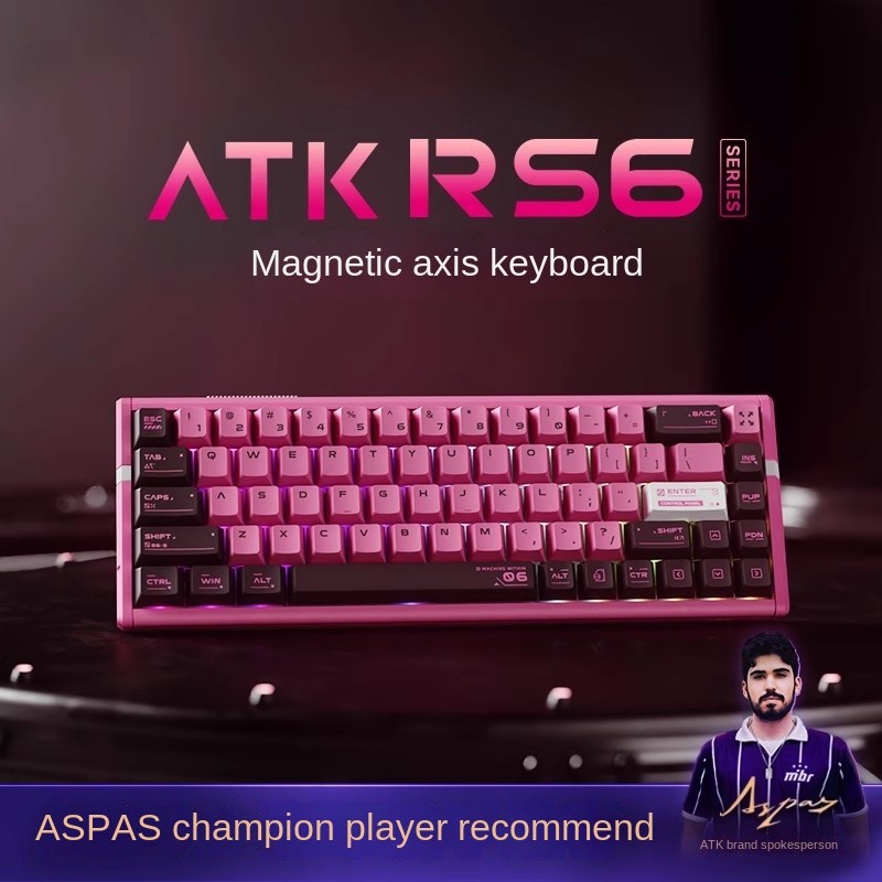 ATK GEAR RS6 คีย์บอร์ดแกนแม่เหล็กสําหรับเล่นเกมอลูมิเนียม, อัตราคืน 8k, RT0.005mm, คีย์บอร์ดเกมมิ่งท