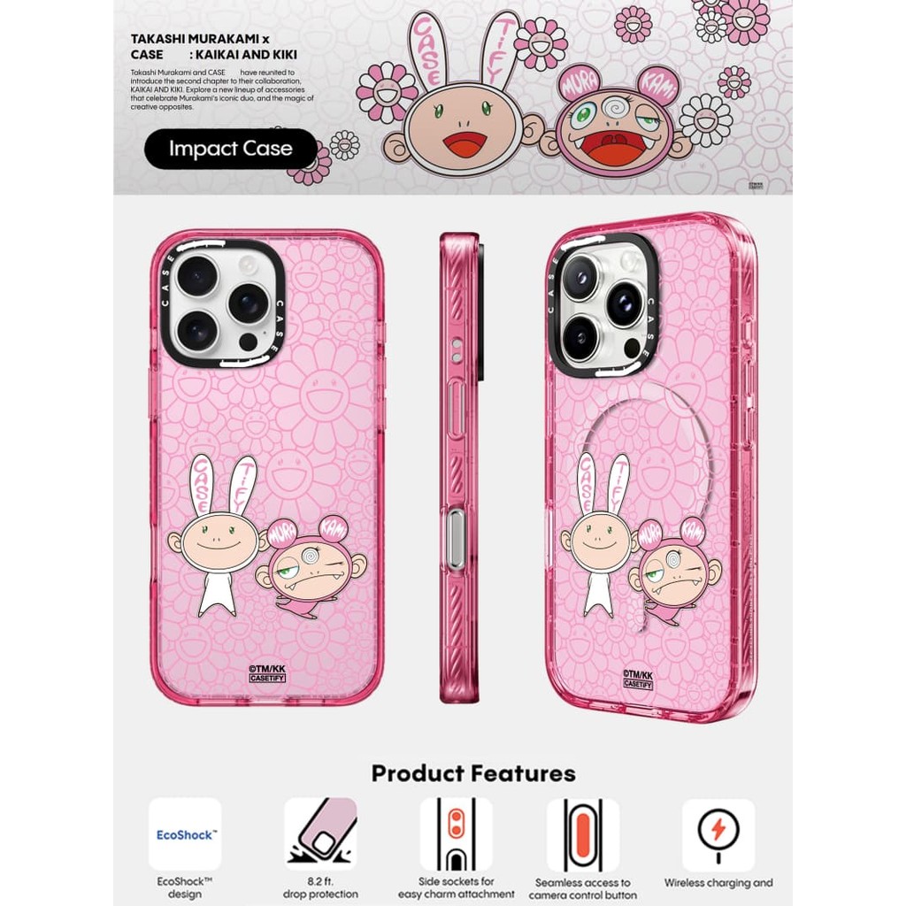 CASECASE X KAIKAI และ KIKI DANCE DUO กรณีสีชมพู Fizz สี Clear Hard แม่เหล็กดูด Impact สําหรับ Apple IPhone 12 13 14 15 16 Pro Max Plus พร้อมกล่อง