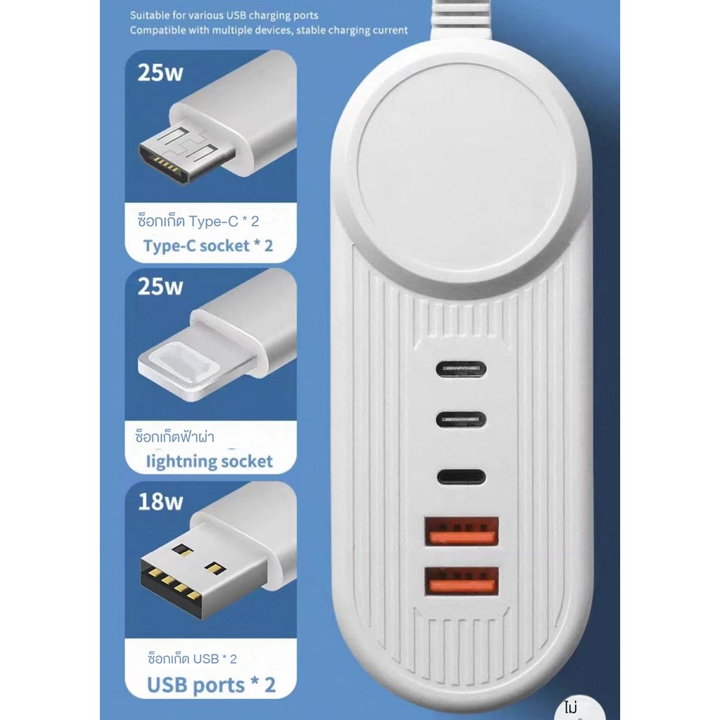 หัวชาร์จเร็ว USB 2USB+2PD+1Lt 25W รองรับทุกมือถือ ของแท้ สุดคุ้ม - รูปที่ 4