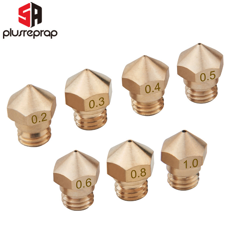 1/5PCS MK10 Brass Nozzle M7 Threaded Nozzle 0.2mm 0.3mm 0.4mm 0.5mm 0.6mm for 1.75mm Filament 3D Pri