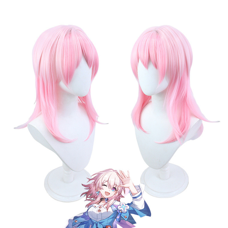Broken Star Dome Railway March 7 Cos Wig Simulation Scalp Props Pink High-Temperature Fiber Gradient