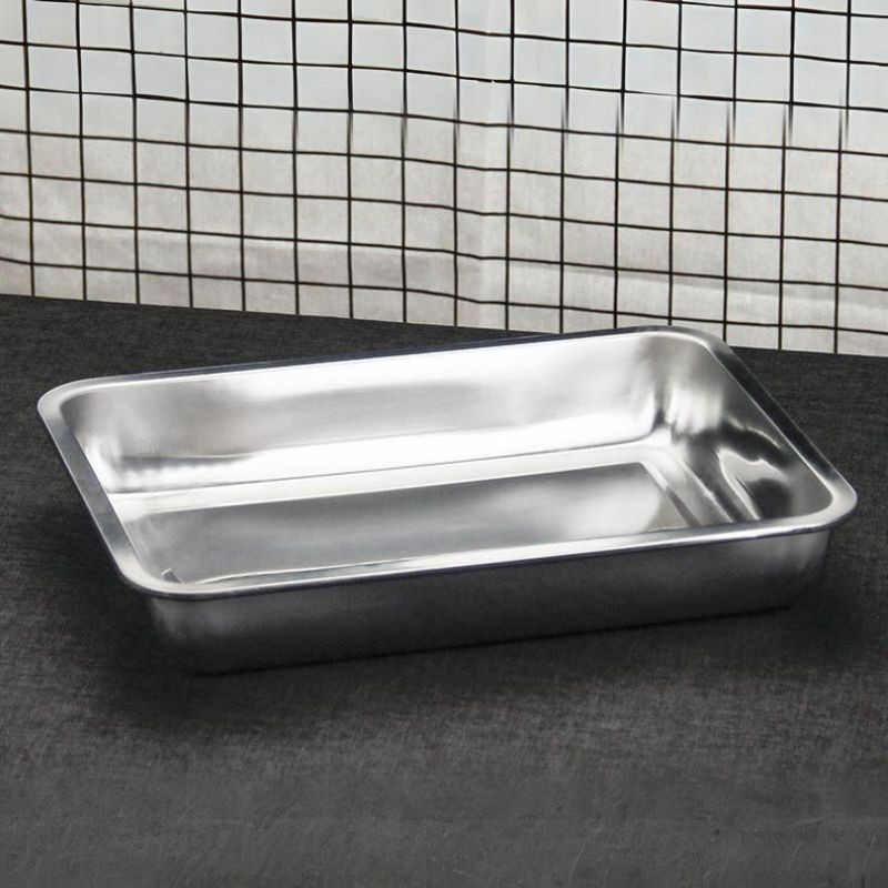 ถาดสแตนเลส ถาดเหลี่ยมสแตนเลสก้นลึกมาก พร้อมตะแกรงกรอง ถาดใส่อาหาร ถาดใส่ขนม ถาดเสิร์ฟ มีทั้งหมด 8 ไซส์ - รูปที่ 5