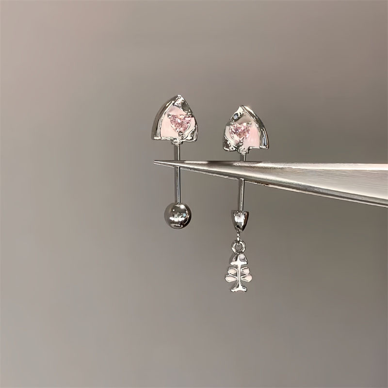 Girls Charm Alloy Geometry Cat Fish Stud ต่างหู