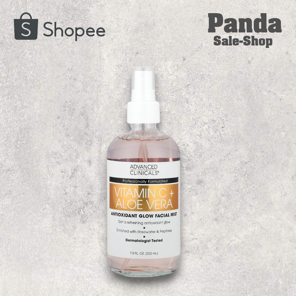 Advanced Clinicals, Vitamin C + Aloe Vera, Antioxidant Glow Facial Mist, 7.5 fl oz (222 ml) วิตามิน 