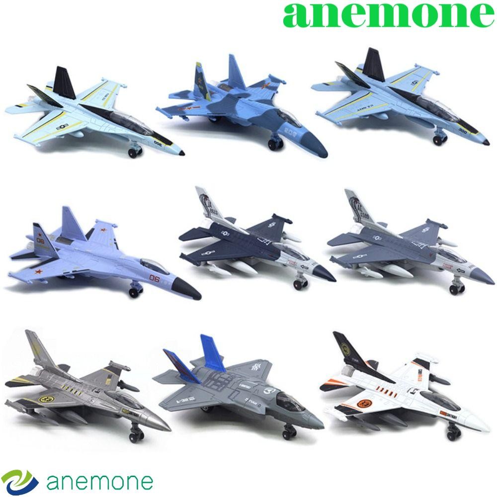 ANEMONE ของเล่นเครื่องบินรบ, Diecast F16 F22 F35 Aviao Plane รุ่น, เค้ก Topper Collection Pullback &