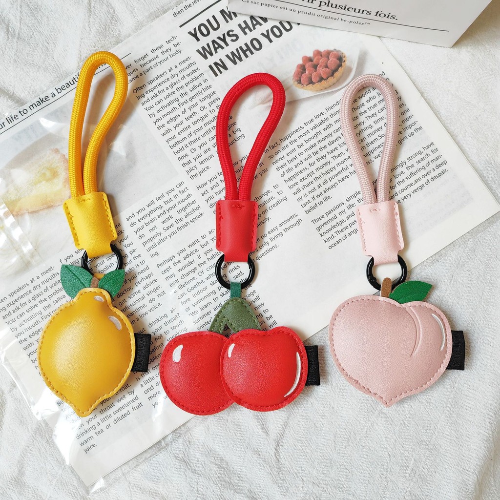 น่ารัก Pu หนังมะนาวเชอร์รี่พีชแขวน Key Chians คลาสสิกผลไม้รูปร่างจี้ Key Rring กระเป๋าเป้สะพายหลังตกแต่ง