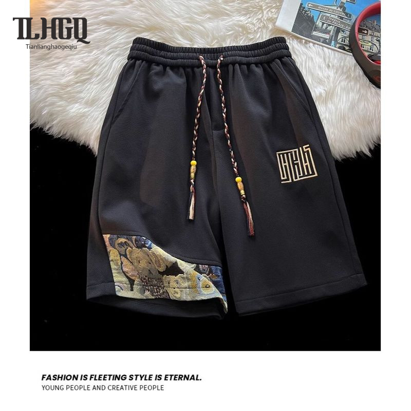 TLHGQ กางเกงขาสั้นลำลองสำหรับผู้ชายฤดูร้อน การออกแบบทันสมัยและเทคนิคเย็บปักถักร้อย
