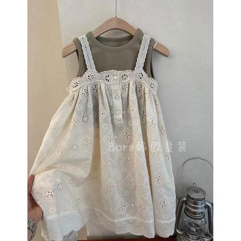 เกาหลีเกาหลีเสื้อผ้าเด็กสาวชุดเด็กสลิงชุดฤดูใบไม้ผลิฤดูร้อนชุด สุด ๆ ซอก ชุดเจ้าหญิงแฟชั่นเสื้อกั๊กชุดของแท้เกาหลี 5