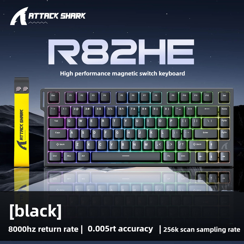 ATTACK SHARK R82 HE 75% 8000Hz Rapid Trigger คีย์บอร์ดแบบมีสาย 0.0005 มม.RT ความแม่นยําสวิทช์แม่เหล็