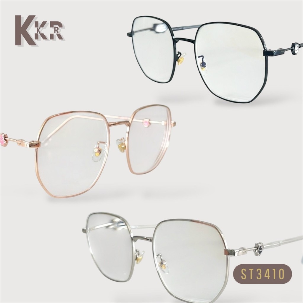 KKR EYEWEAR แว่นกรองแสงสีฟ้ามีค่าสายตา ST3410 (ไม่เปลี่ยนสี) เลนส์บลูบล็อก ใส่ได้ทุกโอกาส cute cute
