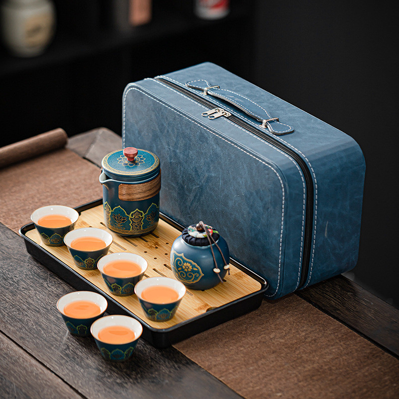 Taii Vintage Ceramic Guyun Luyuanjin Travel Tea Set Outdoor Portable Tea Set Company Business zhen J