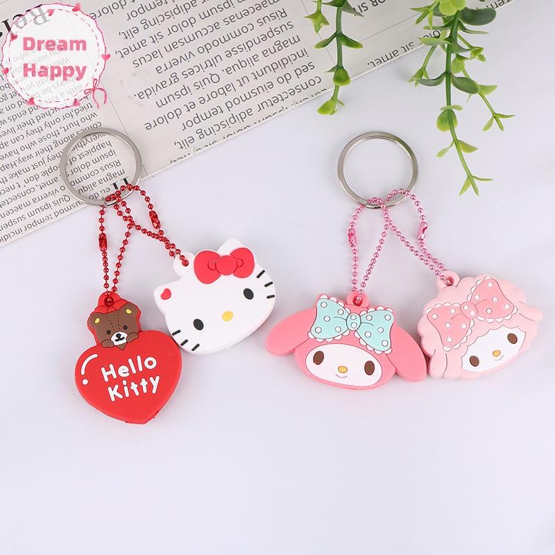 DreamHappy Sanrio ชุดป้องกันกุญแจ Kawaii My Melody Hello Kitty การ์ตูน PVC Key Cover พวงกุญแจแบบพกพาผู้ถือ TH