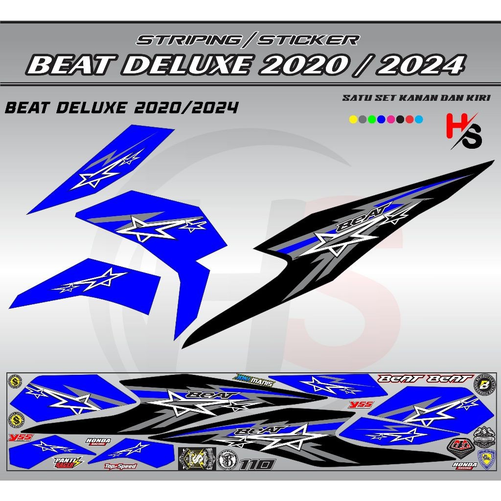 COOL P0LET STRIPING STICKER VARIATION HONDA BEAT DELUXE BINTANG LATEST SIMPLE DESIGN H42