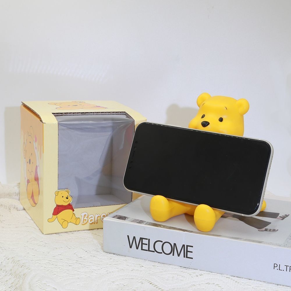 สไตล์อนิเมะ Winnie the Pooh ห้องนอนตกแต่งห้องเดสก์ท็อปน่ารักที่วางโทรศัพท์มือถือ Hand-Made อะนิเมะตุ๊กตารุ่น Lazy – โปรปัง