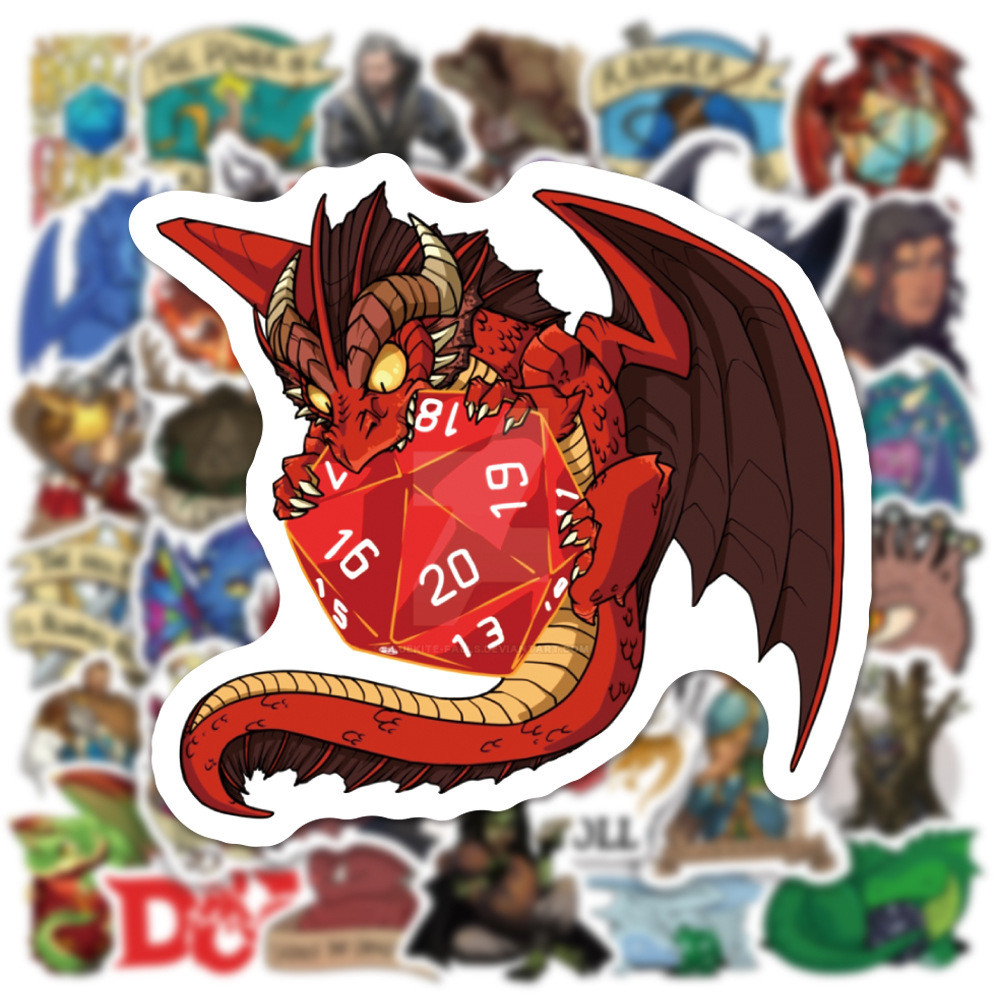 อุปกรณ์เสริมเกมกระดาน DND Dragon Dungeon สติ๊กเกอร์กันน้ํา Graffiti การ์ตูน