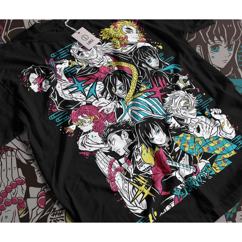 เสื้อยืดอะนิเมะ Yujun Tianyuan Demon Slayer Series พิมพ์ลายบนผ้าฝ้าย 100% ขนาด S-5XL