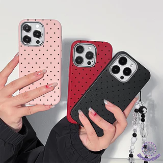 เคสไอโฟน 11แฟชั่นลายจุดสีดำลายจุดหนังพื้นผิวนุ่ม สำหรับ IPhone 11 17 16 15 13 14 12 Pro Max 16 7 8 15 Plus SEปีใหม่ 2026