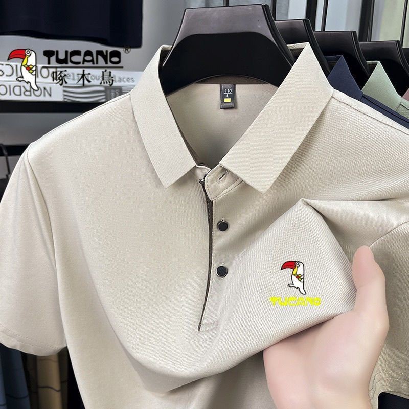 เสื้อยืดแขนสั้นนกหัวขวานฤดูร้อนสไตล์ตะวันตกพร้อมคอปกฤดูร้อนหลวมSFH20250731