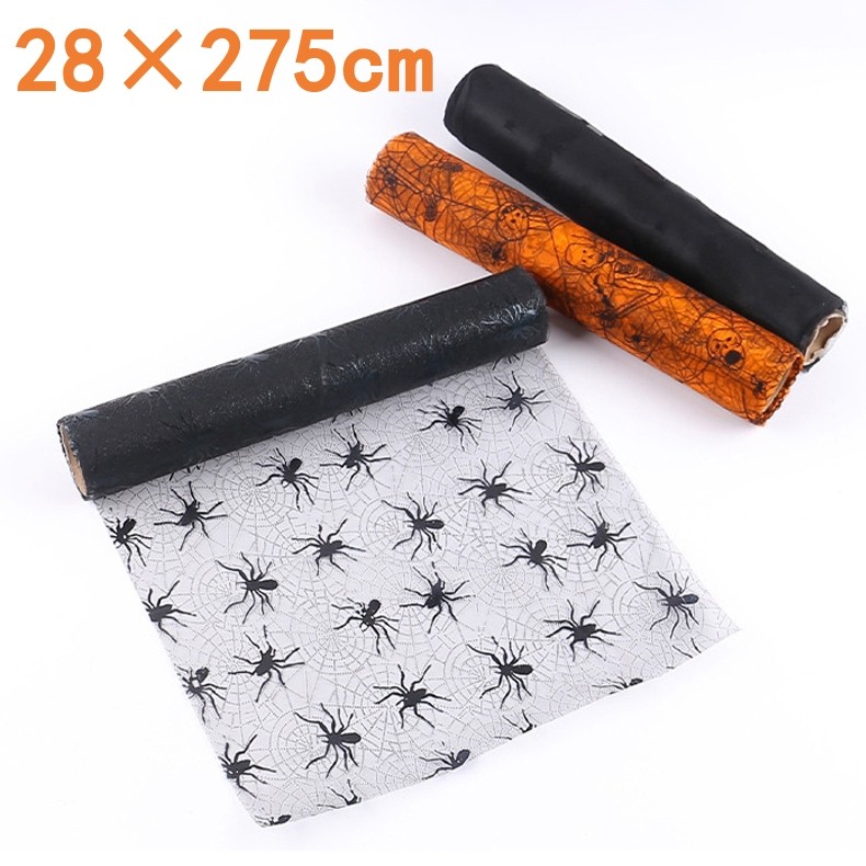 ฮาโลวีนTulle Roll Spider Web Tulleริบบิ้นฟักทองค้างคาวพิมพ์Tulle Rollสําหรับพวงหรีดทํา