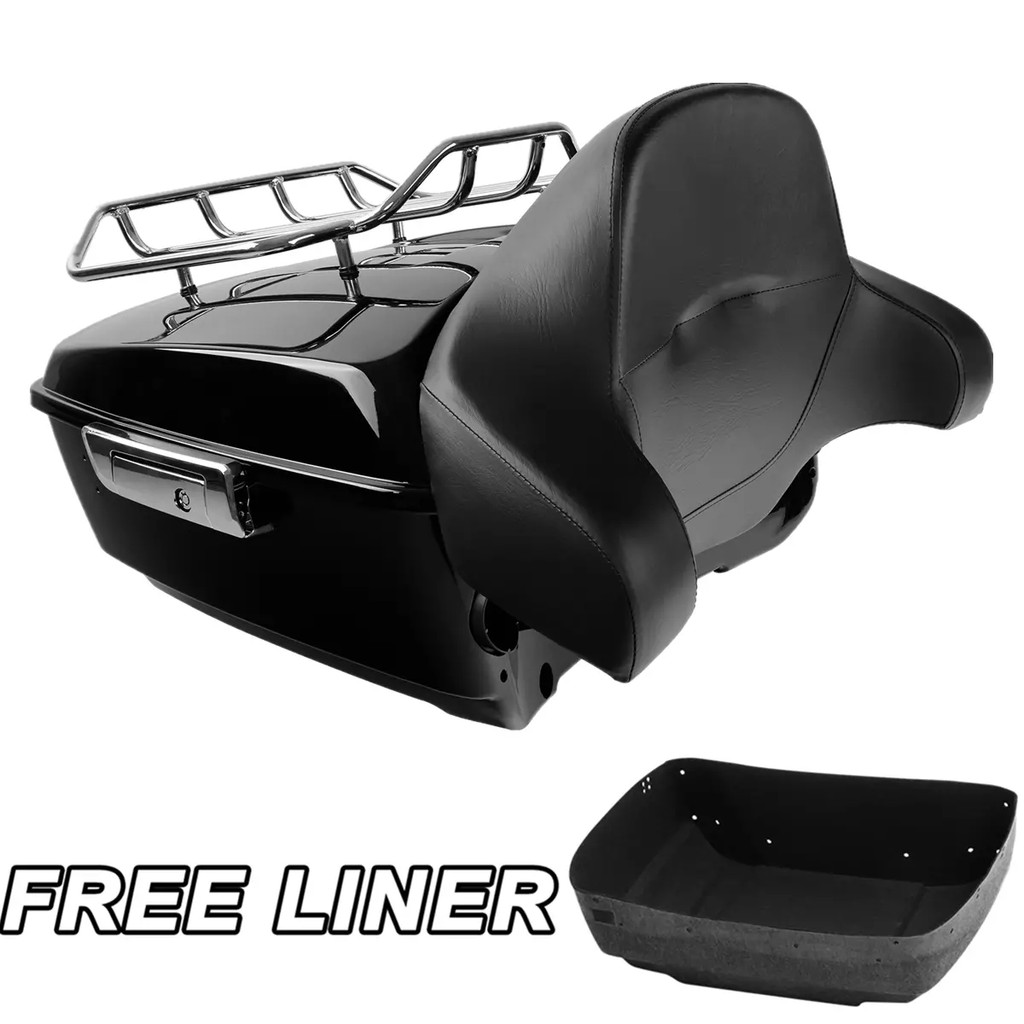 GKing Pack Trunk W/พนักพิงแร็คสําหรับHarley Tour Pak Touring Road King Street Glide 2014-2024 รถจักร