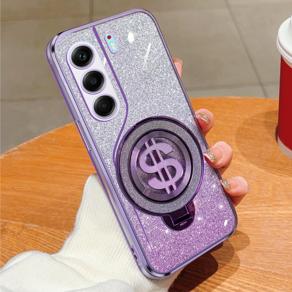 Softcase itel Tecno Camon 40 / 40 Pro Case Glitter Dollar Ring Stand รองรับปลอกโทรศัพท์มือถือ