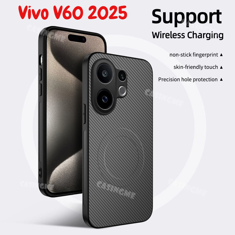 Vivo V70 2025 คาร์บอนไฟเบอร์รูปแบบแม่เหล็กเคสโทรศัพท์สําหรับ Vivo V60 V 60 VivoV60 V60Pro V60E 60V Pro Lite 5G 4G 2025 กันกระแทกป้องกันหนังปกหลัง