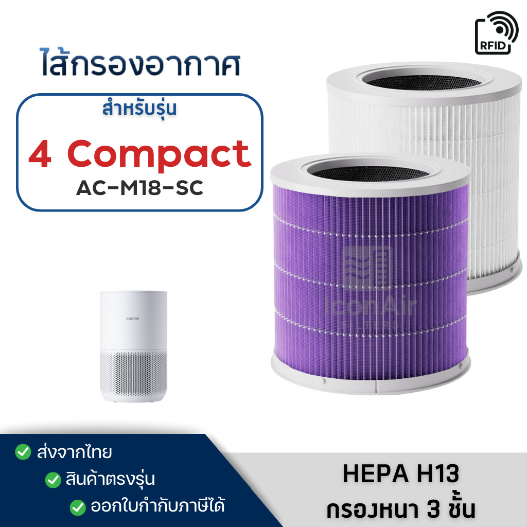 ไส้กรองอากาศ Mi 4 Compact Filter AC-M18-SC สำหรับเครื่องฟอกอากาศ xiaomi 4 Compact Smart Air Purifier
