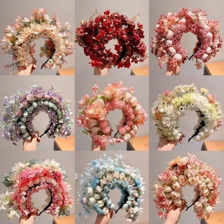 20pcs ดอกไม้ผ้าไหมประดิษฐ์ตกแต่งผม ดอกกล้วยไม้ ดอกกุหลาบสไตล์ไทย สงกรานต์ งานแต่ง DIY ติดง่าย