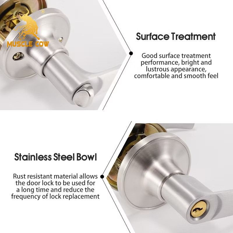 ลูกบิดประตู MUSCLE COW คุณภาพส่งออก มี6แบบ ดอกกุญแจเป็นระบบปั้ม ให้ระบบล็อคแน่นหนา มีความปลอดภัยสูง - รูปที่ 4