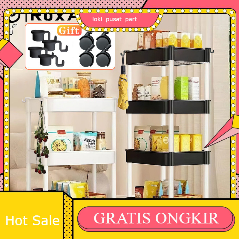 Roxart ห้องครัวพลาสติกอเนกประสงค์ 6 ชั้นพร้อมล้อชั้นวางของในห้องน้ําอเนกประสงค์ที่วางสบู่ทิชชู่